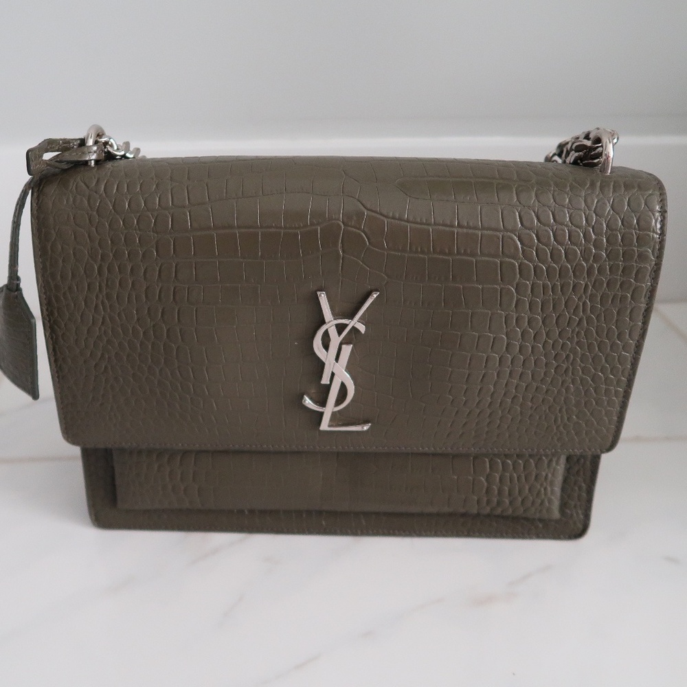 SUNSET MEDIUM IN CROCODILE-EMBOSSED LEATHER